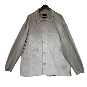 Baracuta XL Suede Leather Shirt Jacket Shacket Button Front Tan Beige Casual
